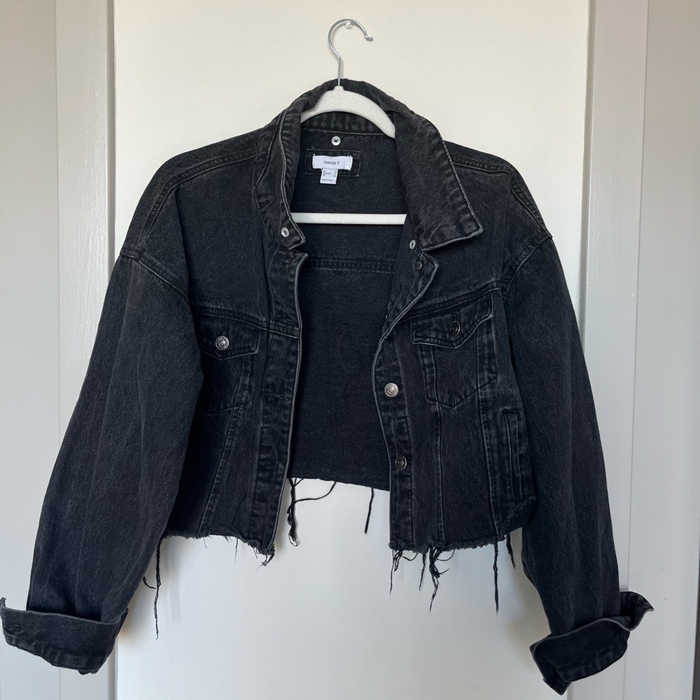 Frayed Black Denim Jacket